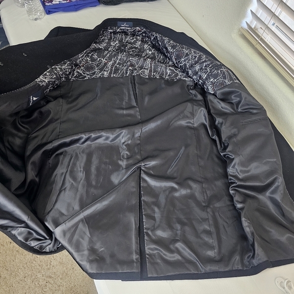 Nautica Batten Classic Fit Overcoat Jacket Wool Blend Black Size 48L NWT - Picture 7 of 16